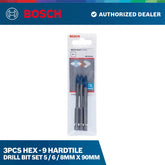 3pcs Hex - 9 Hardtile drill bit set 5 / 6 / 8mm X 90mm